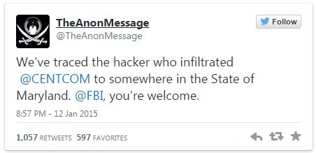 Anonymous supports FBI investigation of US CENTCOM hack