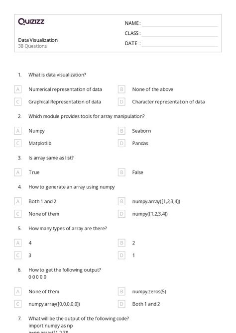 50+ data visualization worksheets for 12th Class on Quizizz | Free ...