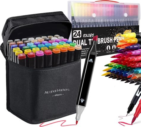 Corslet 72Pc Colour Markers Dual Tip Broad and Fine Alcohol Based ...