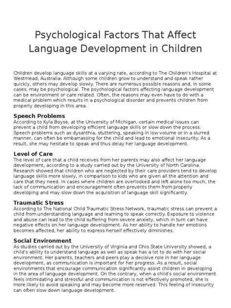 Image result for Factors Influencing Language Development