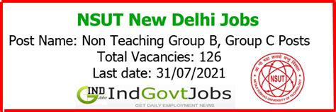 NSIT Recruitment 2021 Apply Online | 126 Non Teaching Vacancies | nsit ...