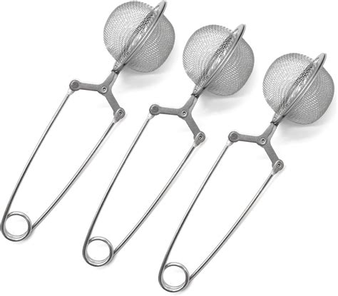 3 Pack Mesh Snap Ball Tea Strainer with Handle for Loose Leaf Tea and ...