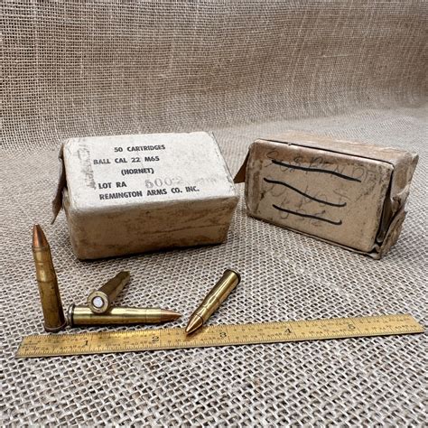 Remington M65 Ball .22 Hornet FMJ Ammunition Sealed Box - Box/50 | Old ...