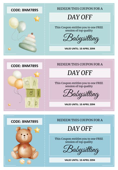 Babysitting Gift Coupon Template - PowerPoint | Google Slides - Highfile