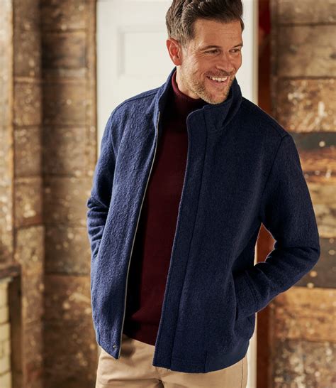 Navy | Mens Boiled Wool Jacket | WoolOvers UK