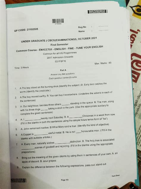 2021 fine tune - Fine tune your English question paper - B.A English ...