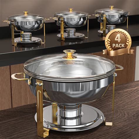 Amazon.com: Chafing Dishes for Buffet 4 Pack, 5QT [Worry-Free Assemble ...