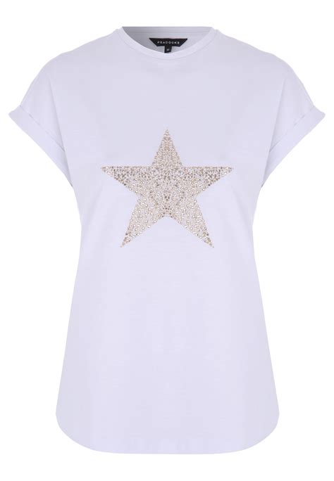 Womens White & Gold Star T-shirt | Peacocks