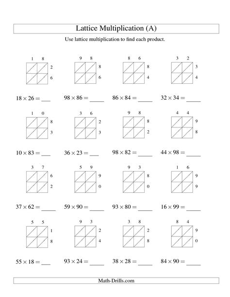 Lattice Method Of Multiplication Worksheets - Printable Calendars AT A ...