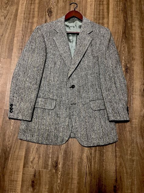 Vintage HARRIS TWEED Mens Sport Coat 2 Button Jacket … - Gem