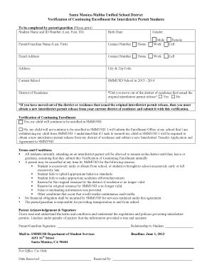Fillable Online smmusd Verification of Continuing Enrollment Form ...