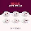 Larah by Borosil Belle Opalware Set – 6 x 140ml Cups and 6 Saucer (12 ...