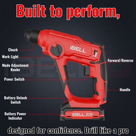 iBELL One Power Series Cordless Rotary Hammer Drill CH20-10 | 20V, 2.0 ...