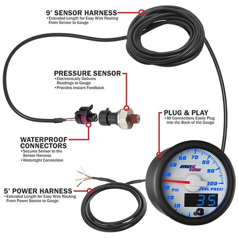 MaxTow Double Vision 100 PSI Fuel Pressure Gauge Kit - Includes ...