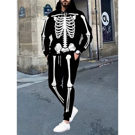 Halloween Crâne de squelette Tenues Sweat à capuche Survêtement Anime ...