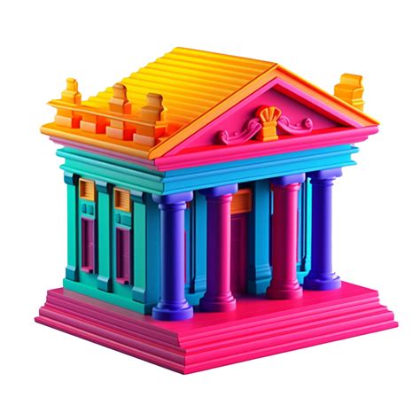 bank in 3D style trending color palette with 23886719 PNG