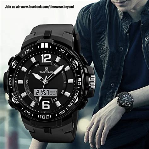Timewear Analogue Digital Black Dial Black Strap Watch for Men : Amazon ...