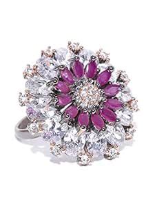 Priyaasi Trendy Purple & White American Diamond Ring for Women | Silver ...