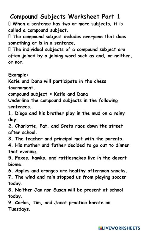 Image result for Compound Subject Exercises