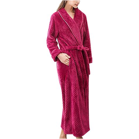 Penkiiy Fleece Robe Bathrobe Women's Winter Warm Nightgown Couple ...