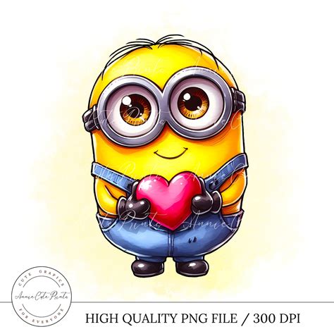 Cute Minions Printable Clipart PNG Valentine's Day Print, Sublimation ...
