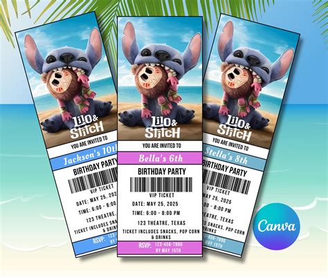 Stitch Birthday Party Ticket Invitation The Creatory | NEW EVENT