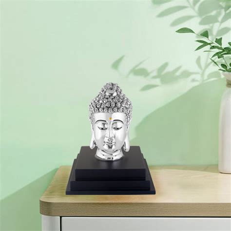 Silver 990 Buddha Head Showpiece ~ CaratCafe