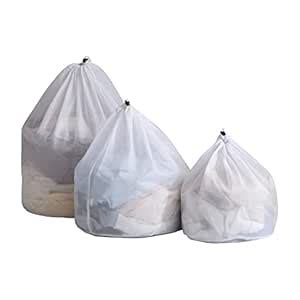 HOKIPO Mesh Laundry Clothes Washing Bag, Set of 3 (AR-4730), White ...