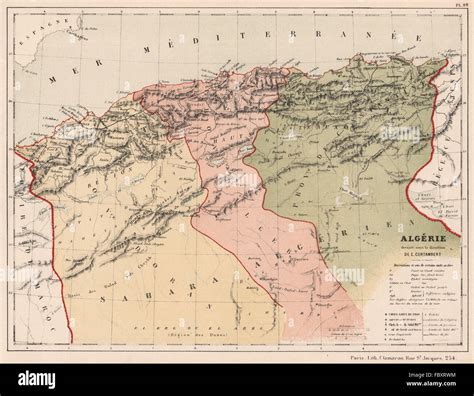 ALGERIA. Provinces. Oran Constantine Alger. Algérie. CORTAMBERT, 1880 old map Stock Photo - Alamy