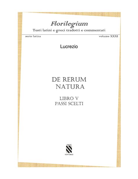 Lucrezio - De rerum natura V - Florilegium Testi latini e greci ...