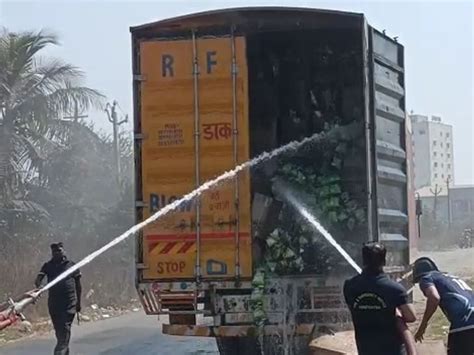 Packets of wafers caught fire in a container parked on Vapi highway, 2 ...