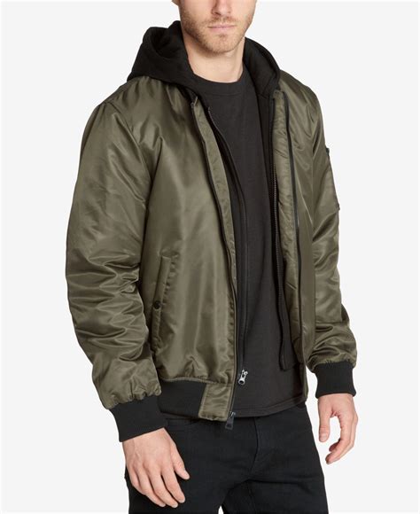 Guess Men's Bomber Jacket With Removable Hooded Inset for Men | Lyst