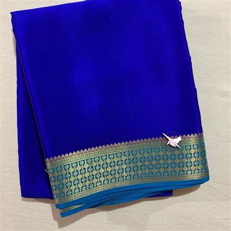 Elegant Blue Mysore Silk Saree With Zari Border – Rashmiwala Warp ...