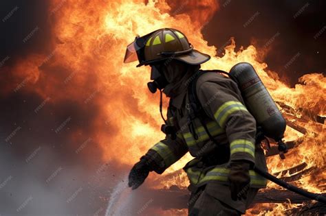 Premium AI Image | Shot of a fireman battling a raging inferno created ...