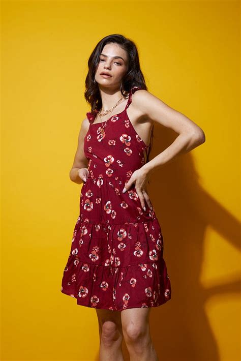 Ruffled floral dress with unique Criss cross back – OUTCAST