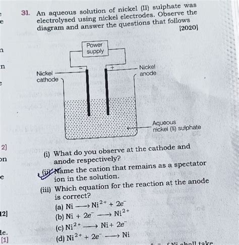 An aqueous solution of nickel (II) sulphate was electrolysed using nickel..