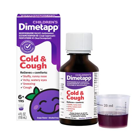 Children’s Dimetapp Cold & Cough Medicine, Antihistamine, Liquid Grape ...