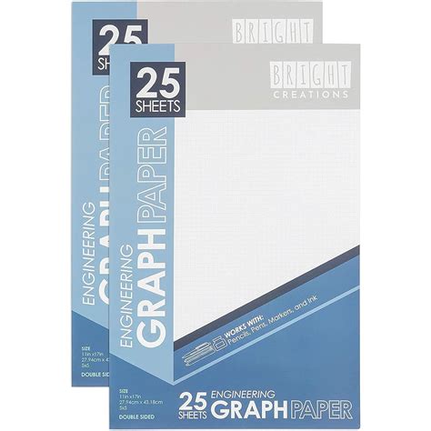 Graph Paper Engineering Pad, Quad Ruled Notebook, 25 Sheets Each (17x11 ...