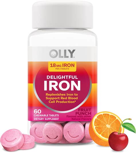 Amazon.com: OLLY Delightful Iron Chewable Tablet, Iron Supplement from ...