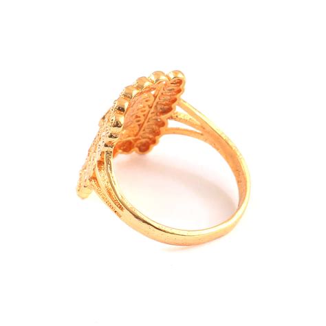 Traditional Gold-Plated Square Filigree Statement Ring with Red Stone ...