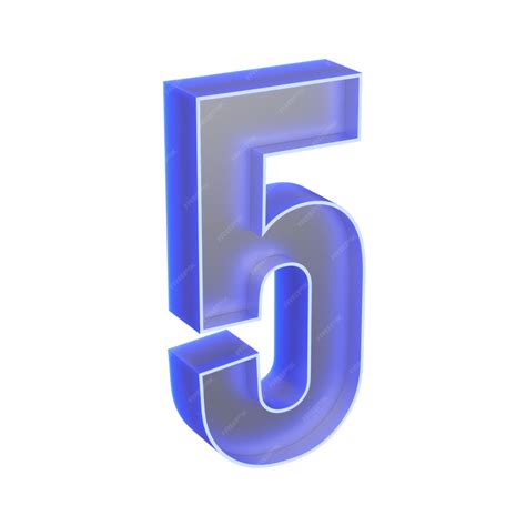 Chiffre cinq en néon bleu : modèle 3D Premium