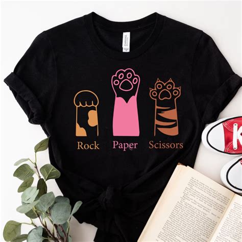 Rock Paper Scissors T-shirt, Funny Cat Paw Shirt, Unisex Tshirt for Cat ...