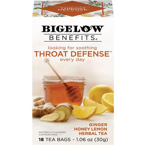 Bigelow® Benefits Throat Defense® Ginger Honey Lemon Herbal Tea (18 Pa ...