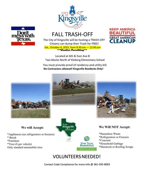 FALL TRASH-OFF, 6th & East Ave B, Kingsville, 4 October 2025 | AllEvents