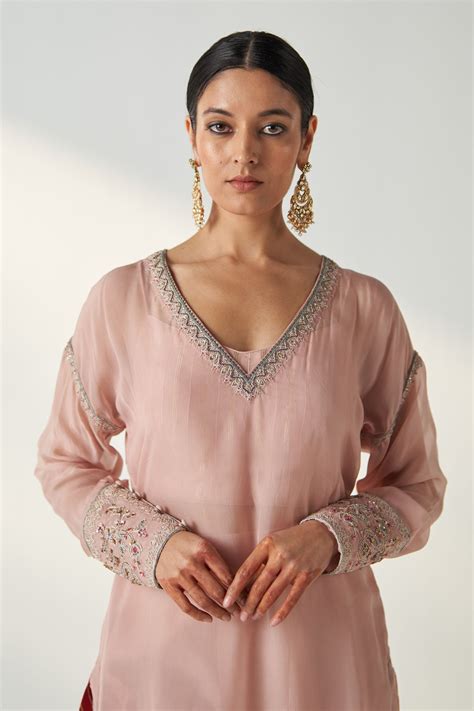 Studio Bageecha - Pakhi Blush Pink Sheer Kurta Set - Elahe