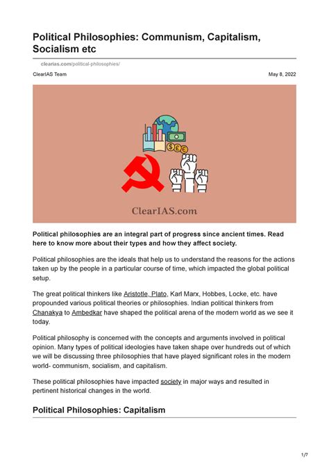 Clearias.com-Political Philosophies Communism Capitalism Socialism etc ...