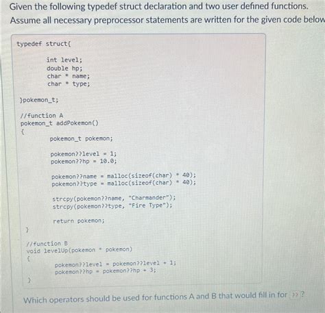 Solved Given the following typedef struct declaration and | Chegg.com