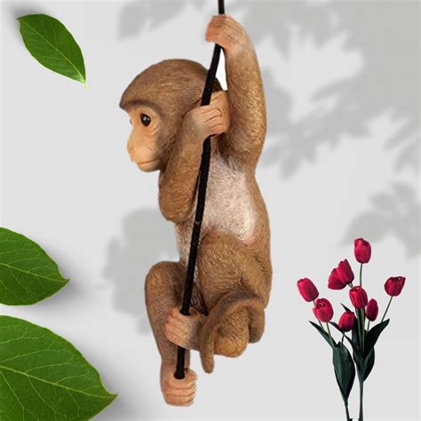 Buy Vikarafty Hanging Monkey Garden Decor Resin Monkey Climbing Hanging ...