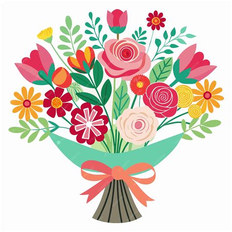 Flower Bouquet Clip Art Vector Illustration Design | Premium AI ...