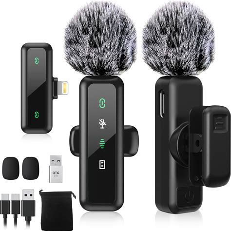 Amazon.com: Wireless Lavalier Microphone for iPhone 5-14 Series, LED ...